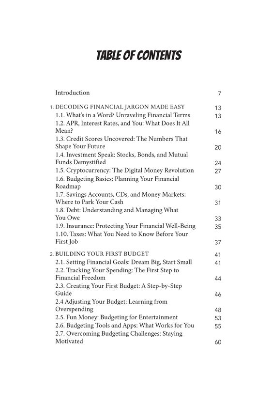 Table of contents page listing chapters 1 and 2