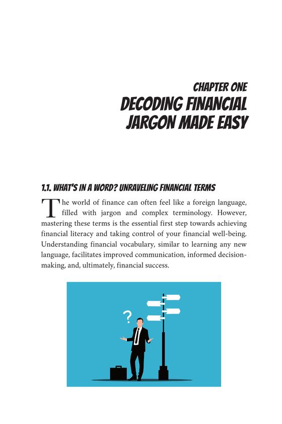 Chapter One opening page: Decoding Financial Jargon Made Easy